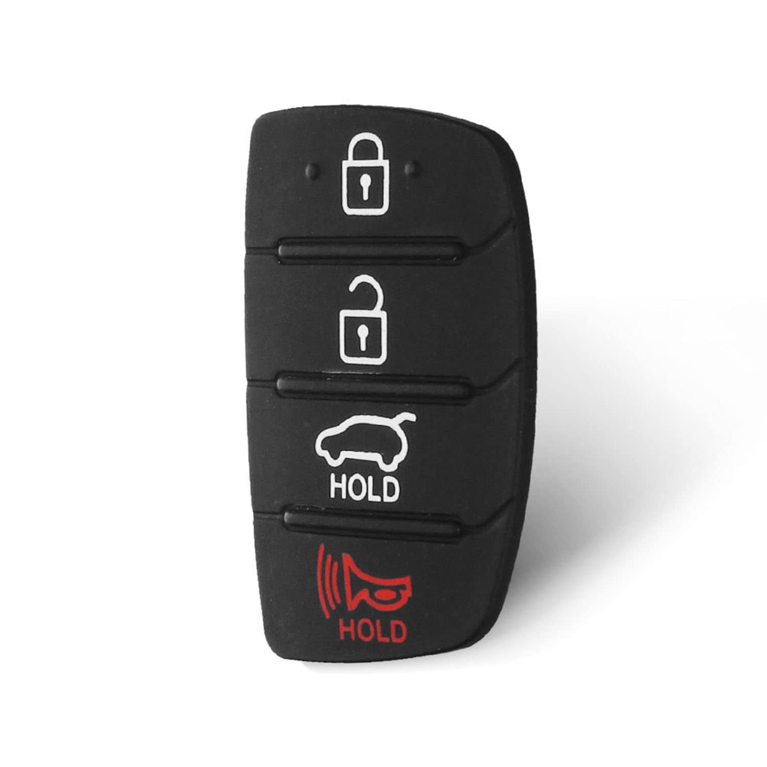 2 Pcs 4-Button Car Key Rubber Pads For Hyundai Tucson Santa fe ix45 Sonata i40, Black Key Pad For Hyundai Car Key Button Replacement, Remote Control Pad Hyundai