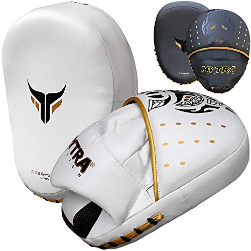 Mytra Fusion Focus Pads Mitts Hand Doel Pad Boksen Kickboxing Muay Thai Training Paar (Wit)