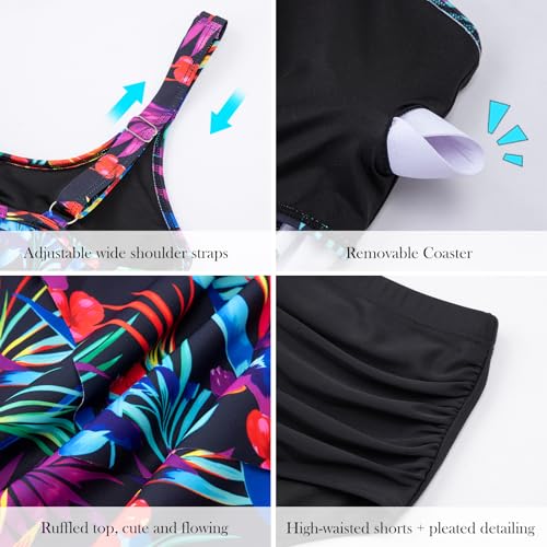 Image of Arolina Plus Size Swimsuits for Women Tankini High Waisted Bikini Sets Tummy Control Bathing Suits (S-24W