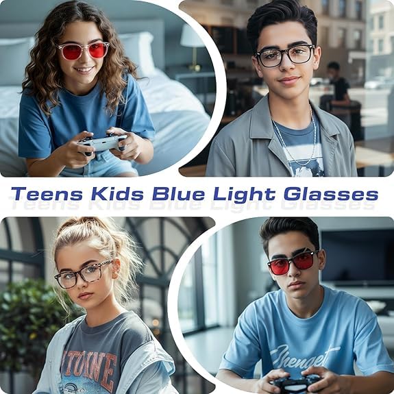Image of Kids Blue Light Glasses for Girls Boys Teens Age 2-18, Anti Glare Computer Gaming Glasses for School & Screen Time