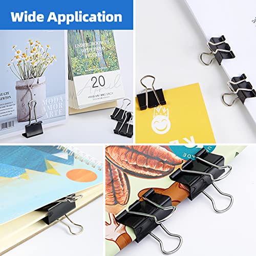120Pcs Paper Binder Clips 6 Assorted Sizes,Jumbo, Large, Medium, Small, Mini and Micro Paper Clamps School Binder Clips with Plastic Box image 6