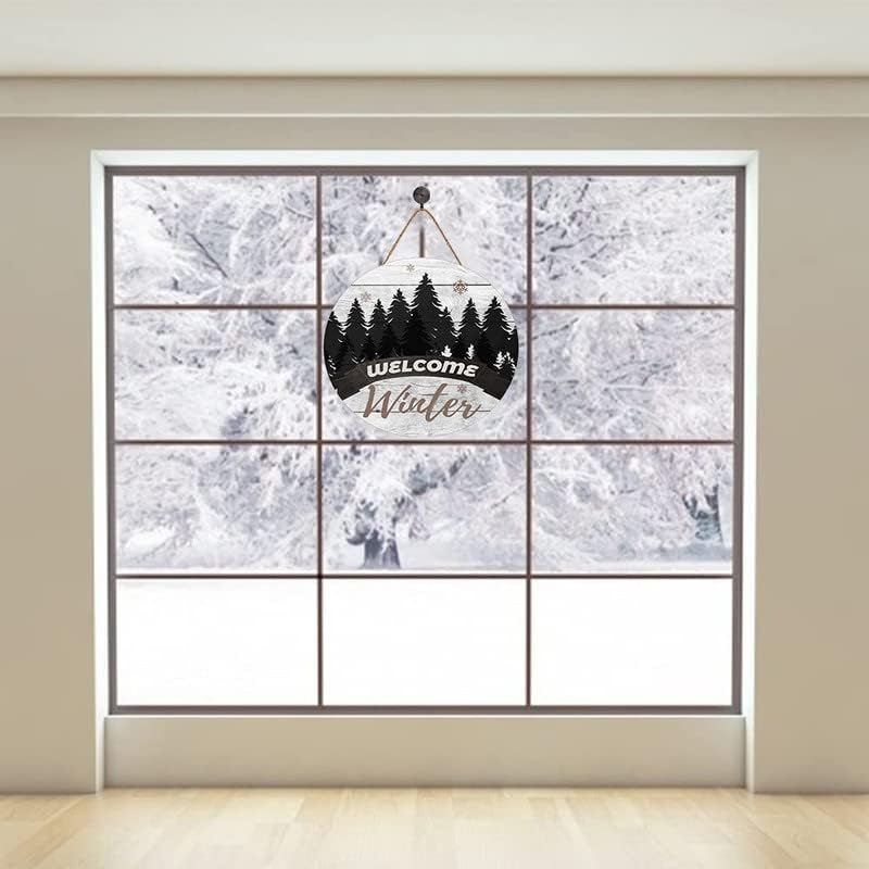 Miniatura 4 de Letrero de bienvenida de invierno, letrero de bienvenida decorativo para puerta delantera, celebra la llegada del invierno, decoraciones colgantes