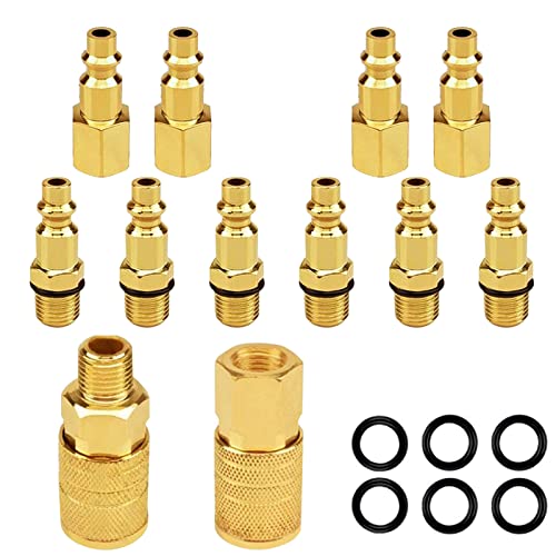 Nutmanel 12 Pcs 1/4"NPT Raccord de Compresseur d'air Kit de Prise de Connecteur de Coupleur d'air Connecteur Rapide Pneumatique Cover