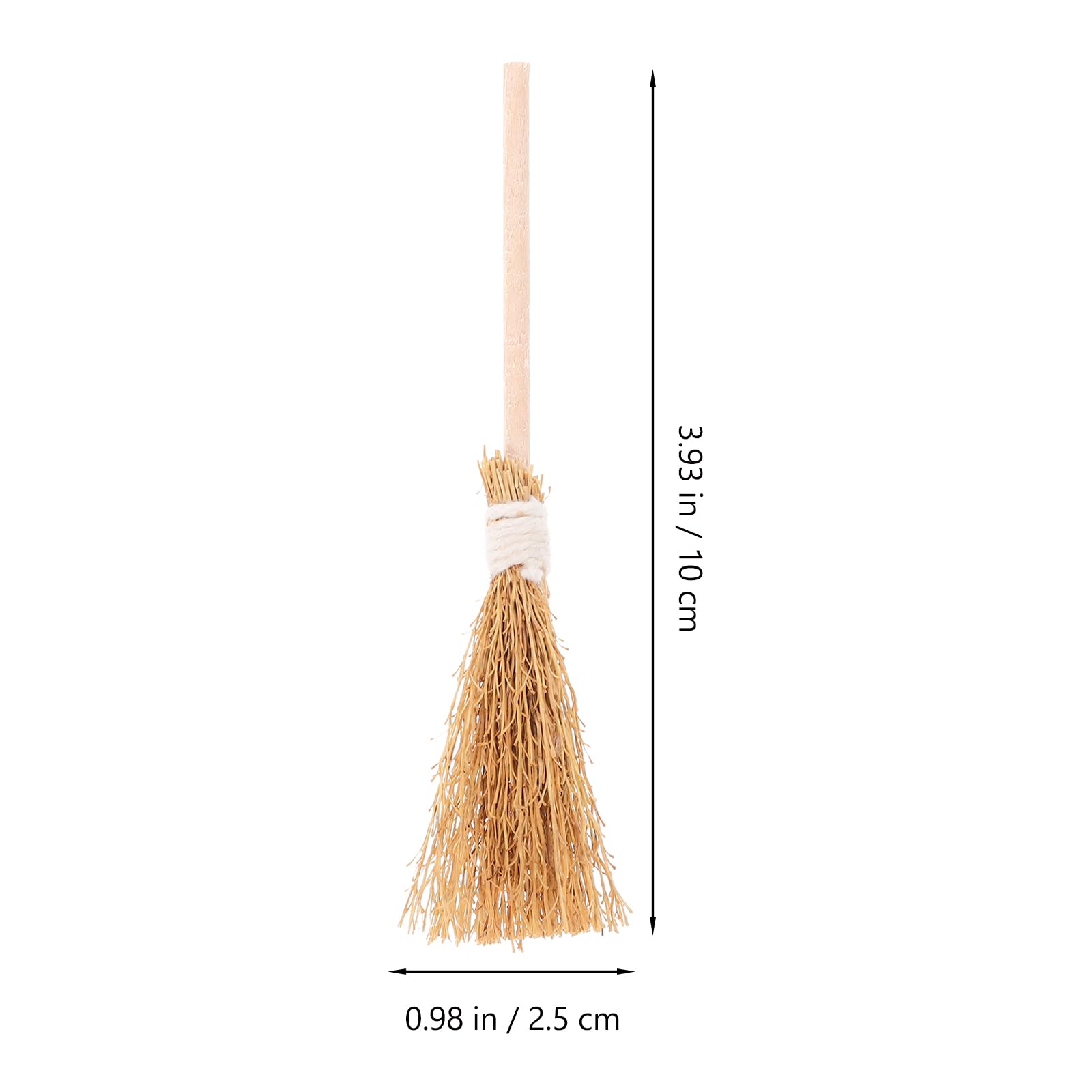 LOGOFUN 10pcs Miniature Straw Brooms Artificial Mini Brooms Natural Mango Grass Small Broom Props for Halloween Cosplay Witches Costume Accessory - 10CM