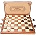 VAMSLOVE 14inch Checkers Folding Wooden Game Set, 8x8 Classic Checkerboard International Checkers Draughts Board 64 Square with Pieces Storage Slots (Instructions Included)