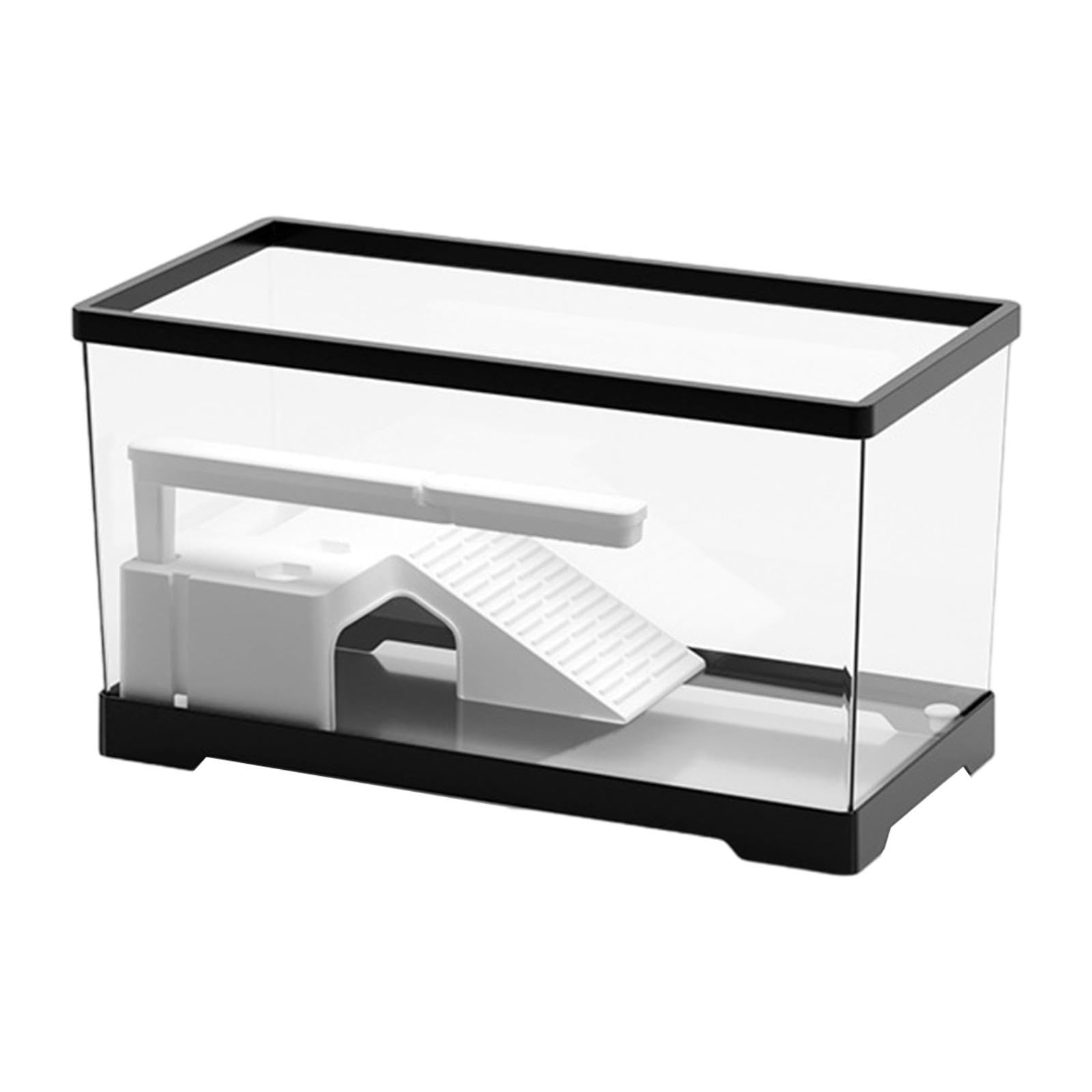 Turtle Tank Recipiente Terrario Tortuga Acuario Material PC Multizona Adecuado para Tortugas Reptiles Anfibios Y Hogares Familiare, Negro, Individual
