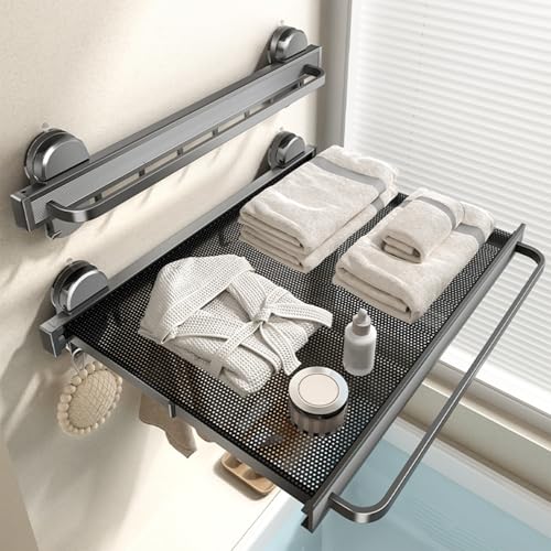 Tendedero Pared En Aluminio, Tendedero Retráctil Para Ropa, Incluye Gancho, Almacenamiento Invisible, Fuerte Adsorción, Secado Rápido Para Interiores Y Exteriores, Tendedero De Malla Para Balcón(60cm/