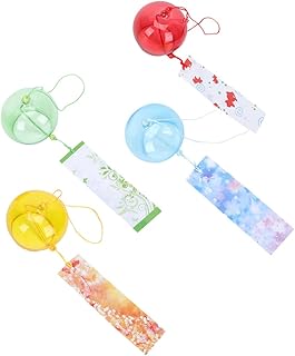 BESTOYARD 4 Pçs Sinos De Vento De Vidro Sinos De Vento Decorações Ao Ar Livre Para Casa Sinos De Vento Ao Ar Livre Vintage Carrilhões De Vento De Cristal Sino De Vento Decoração De Sinos De