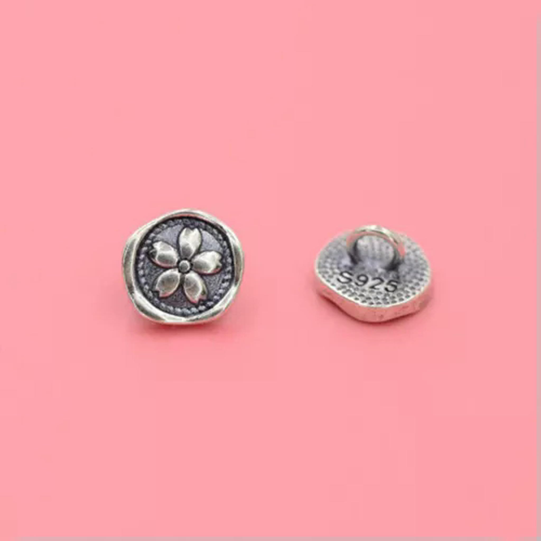 925 Silber Kirschblüten Stempel DIY Runde Perle 6,5mm A5041-20 Stück