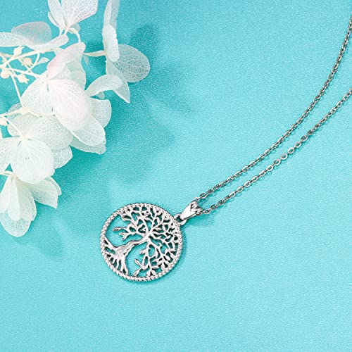 Aniu Tree of Life Necklace for Women S925 Sterling Silver Abalone Shell/Opal/Malachite/Crystal/Moonstone Celtic Family Tree Pendant Anniversary Birthday Gift for Mom Grandma Tree Jewelry Gifts for Her4