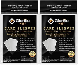 Glorific Mart 200 Card Sleeves  Ultra Clear Protector Sleeves  Deck Protectors for Sports Cards, Baseball, MTG, Trading Cards and Board Games  66 x 91mm (Penny Sleeves 0.1mm)