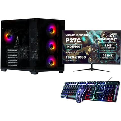 Veno Scorp Gaming PC with 27" Monitor Cover