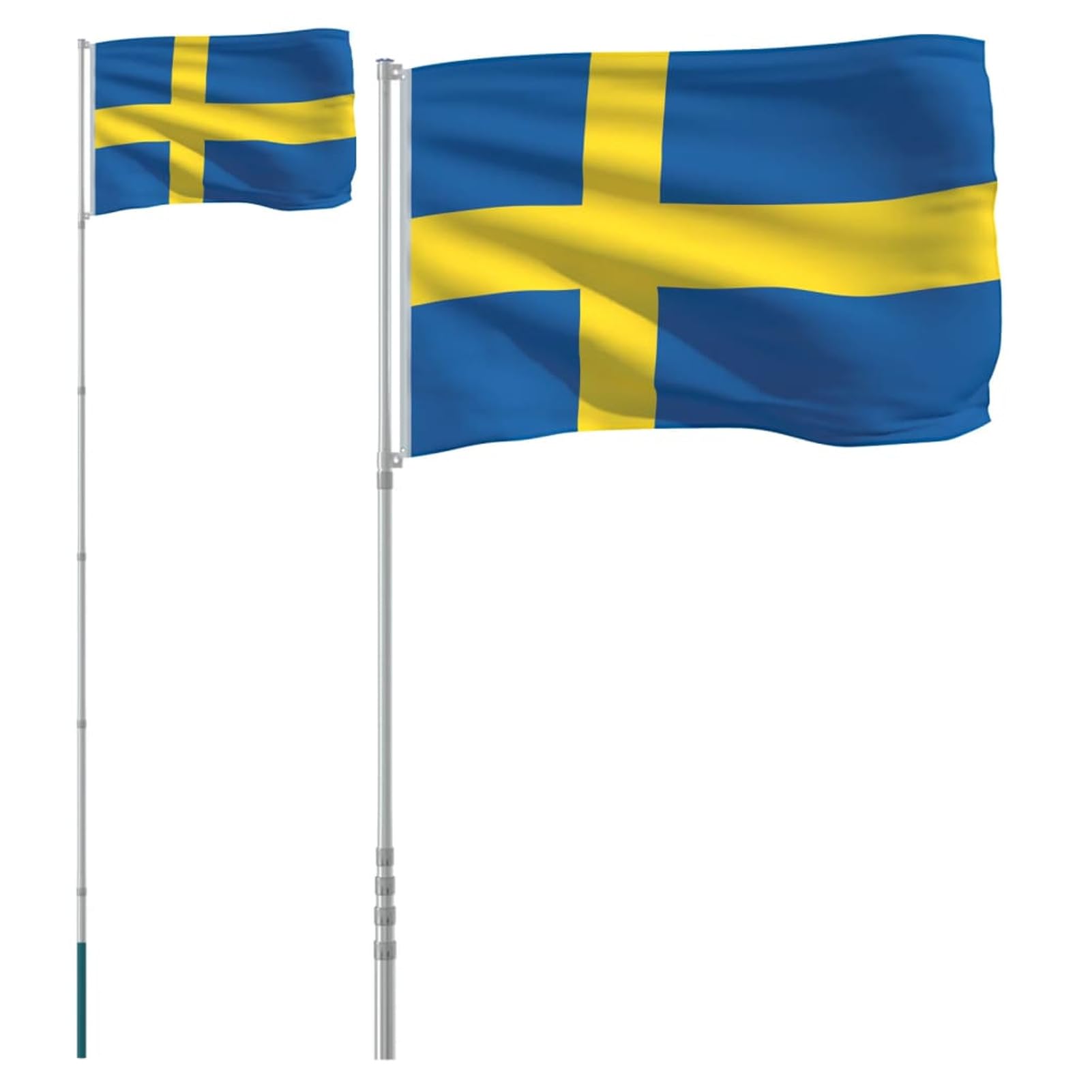 Mástil y bandera de Suecia aluminio 5,55 m, ZEYUAN Mastil Bandera Exterior, Asta De Bandera
