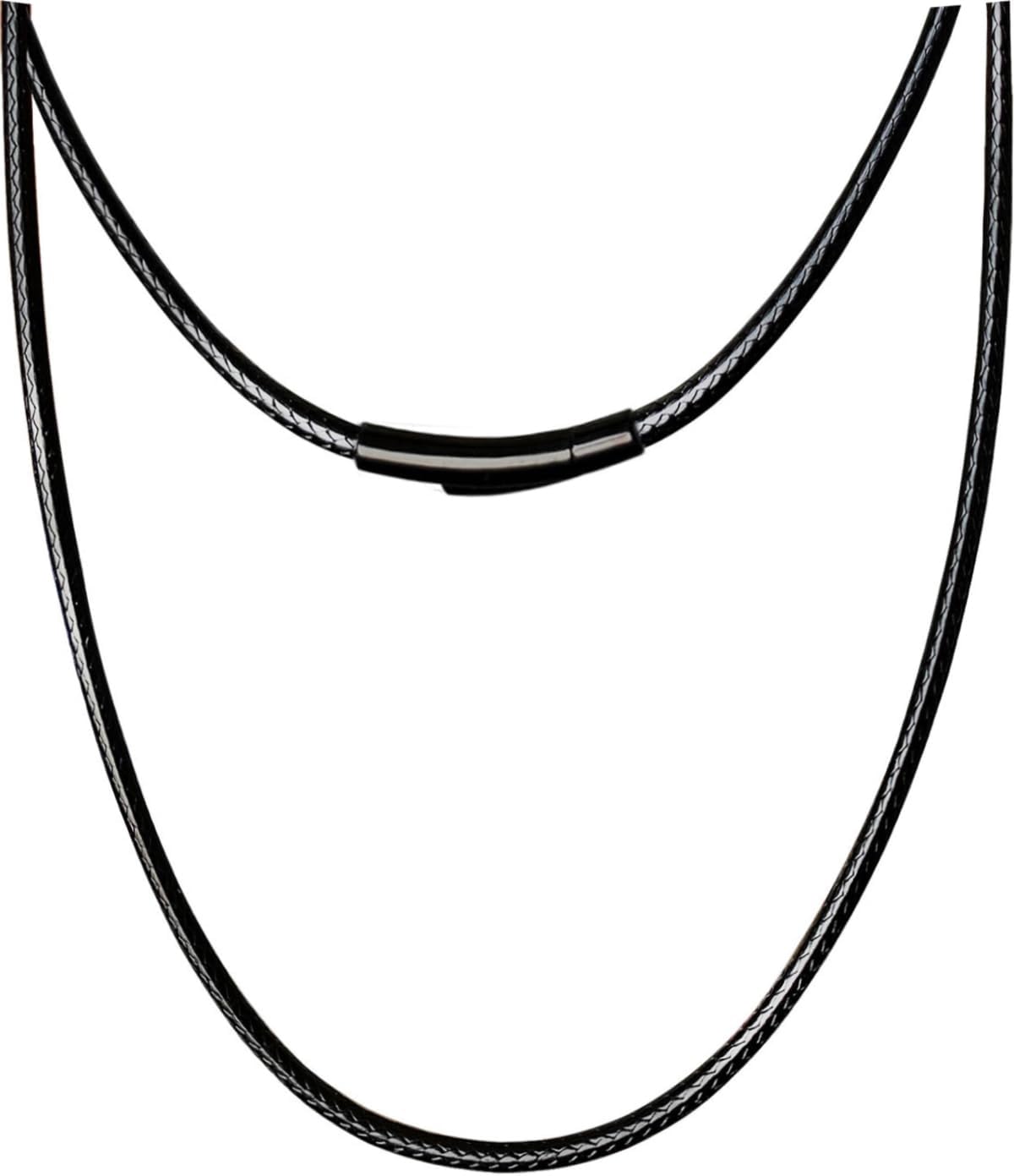 Durable Comfortable Braided Leather Chain Cord with Stainless Steel Clasp, Versatile String Rope Necklace for Men/Women, Waterproof Black Chains Necklace for Pendants