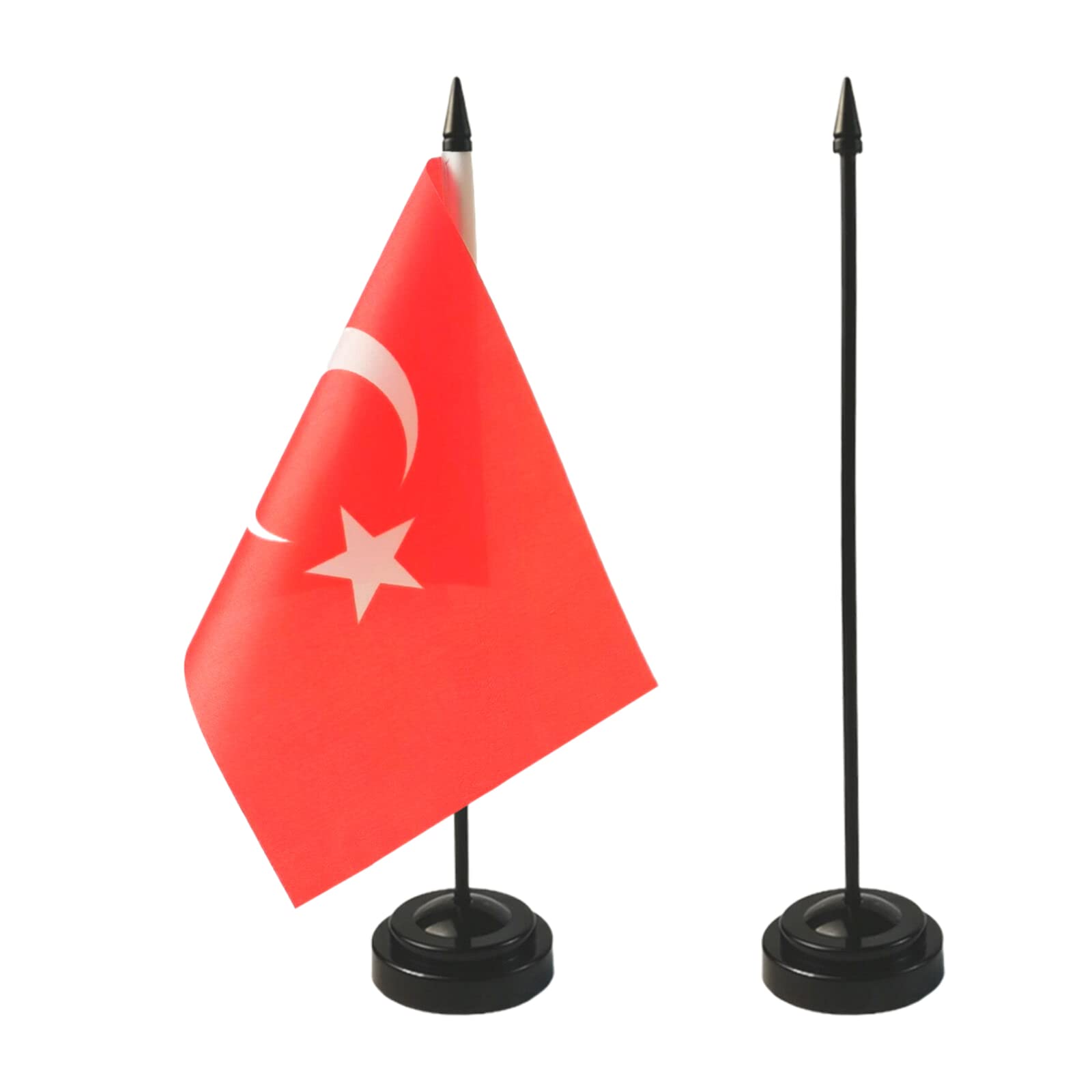 Drapeau De Table Turquie – Mini Drapeau Avec Mât Réglable Et Base Antidérapante – Décoration Bureau, Fête Ou Conférence