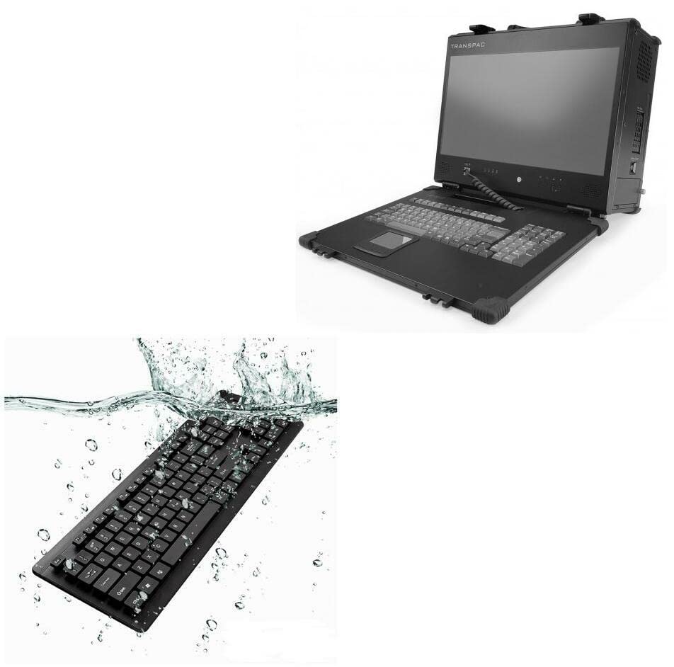 BoxWave Keyboard for Acme Portable Machines TransPAC (17.3 in) (Keyboard by BoxWave) - AquaProof USB Keyboard, Washable Waterproof Water Resistant USB Keyboard - Jet Black