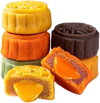 Chinese specialty mooncakes, instant fruit mooncakes, Mid Autumn gifts pack, sweet cookies, chocolate candy, ready-to-eat delicious soft cakes, Dim sum, breakfast bread Mix 3 flavors,6 packs
