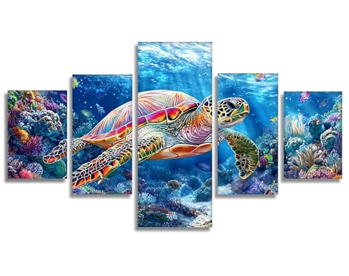 Diamond painting adulte tortue de mer : kit 5D broderie strass 100x50cm