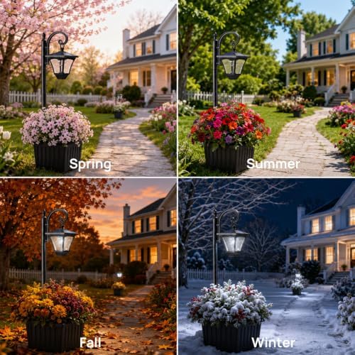 Solar Lamp Post Light with Planter, 2 in 1 Decorative Outdoor Solar Light — view 8