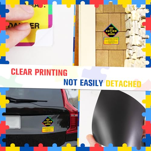 Image of Autism Car Magnet and Stickers Removable Reusable for Vehicle Window, Child with Autism On Board Sign for Safety Awareness