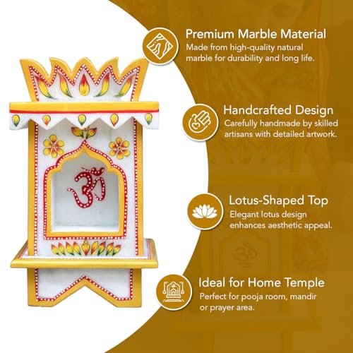 Image of Marble Tulsi Pot with Lotus-Shaped Top for Pooja Room, Mandir, and Home Temple | 15 Inch & 18 inch Premium Marble Design with OM Engraving | Traditional and Elegant Decoration (15 INCH)