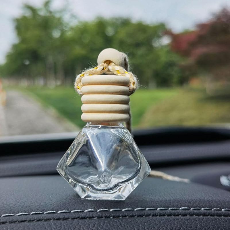 Amosfun 6Pcs Refillable Perfume Bottle Pendants Hanging Aroma Diffusers Essential Oil Holders Decorative Air Fresheners for Car Home Office Interior Ornament