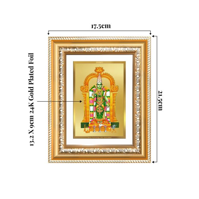 Image of DIVINITI Goddess Meenakshi 24K Gold Plated Foil Wall and Tabletop Photo Frame for Home Decor, Puja Room, Luxury Gifting | DG Frame 112 S2 (21.5x17.5 CM)