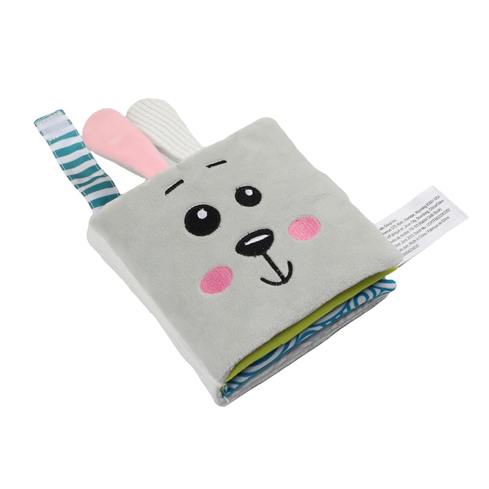 bebe mondo Bunny Baby Mirror Toy – Soft Crinkle Cloth Book for Tummy Time, Easter Baby Gift, Infant Sensory Toys 0-6-12 Months, Rabbit Touch & Feel