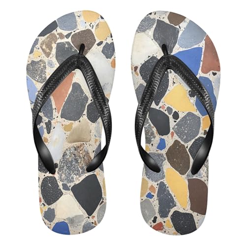 CEBUGI Unisex Flip Flop -Flat Sandal -NonSlip Couple Slippers -Natural Rubber Foam Soles Ultimate Comfort and Durability for Indoor Outdoor|Terrazzo Floor