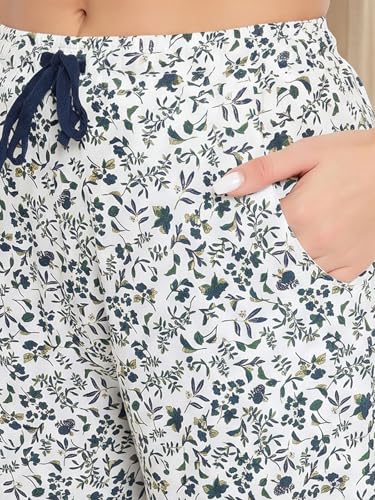 Image of Clovia Women's Cotton Printed Button Down Shirt & Pyjama Night Suit Set