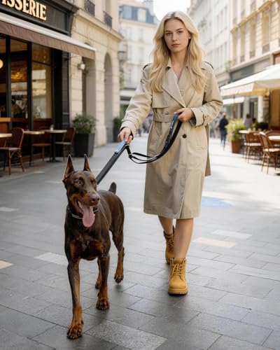 Laisse pour chien mains libres noire de 1,8m réfléchissante pour grands chiens - 8