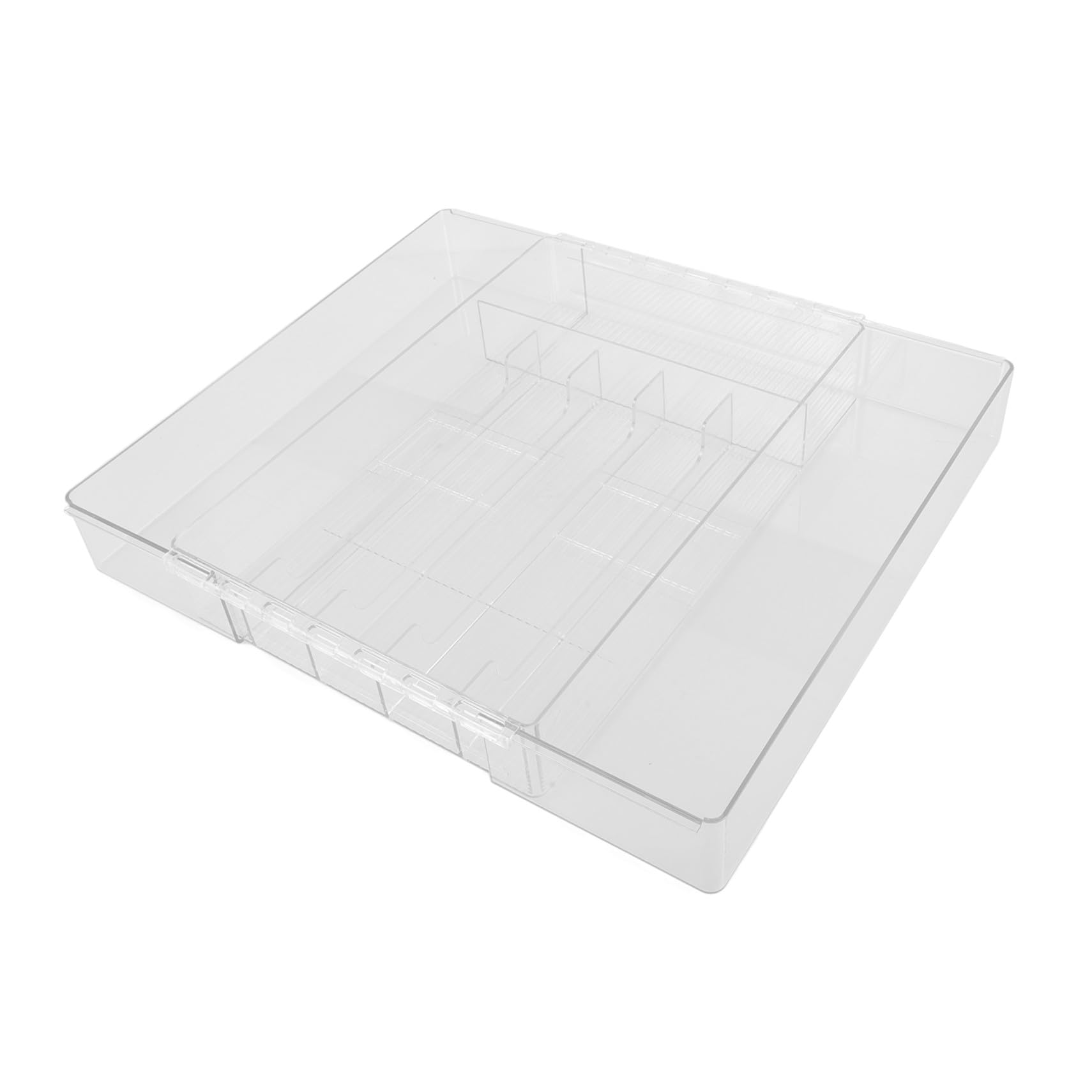 Mikikit Organizador de Cubiertos para Cajón de Cocina Expandible de Acrílico Múltiples Compartimentos, Resistente y Compacto para Ordenar Utensilios