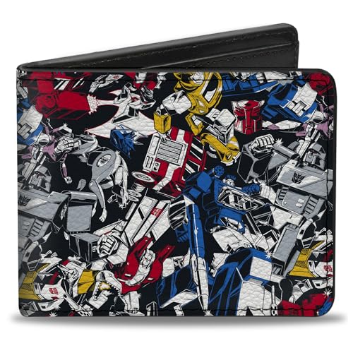 Buckle-Down Transformers Wallet, Bifold, Transformers Autobot and Decepticon Robots Alt Modes Collage, Vegan Leather