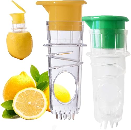 Mini exprimidor de limón, exprimidor de limón manual con filtro integrado, prensa de cítricos naranja, lima exprimible para cócteles, bebidas (1+1)