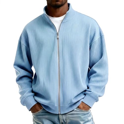 Veste rétro à col montant pour hommes coupe ample décontractée - 2