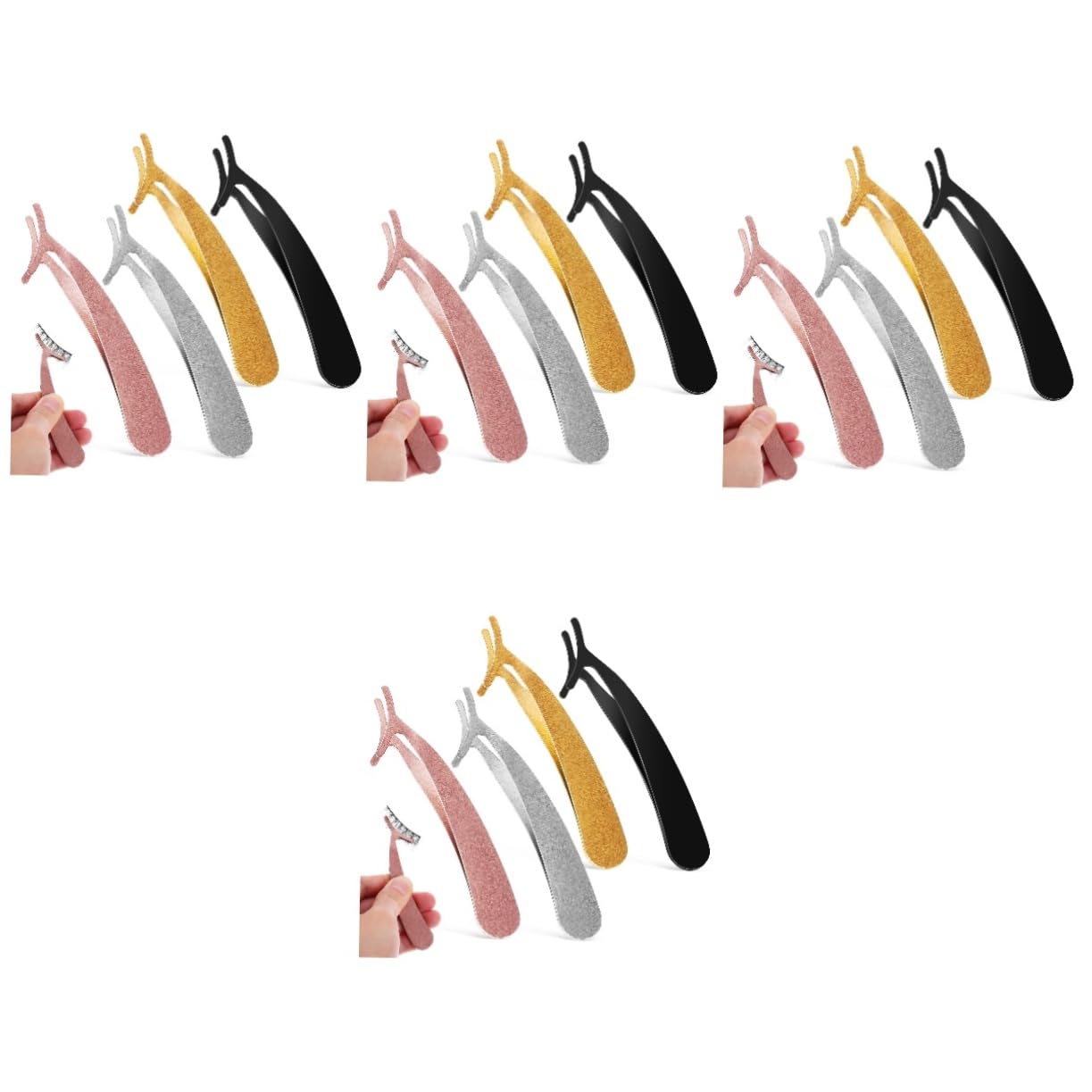minkissy 4 Set Di Pinzette Per Ciglia Di Con Applicatore in Metallo Kit Di Strumenti Per Ciglia Finte E Pinzette Per Ciglia 4 Pezzi*4
