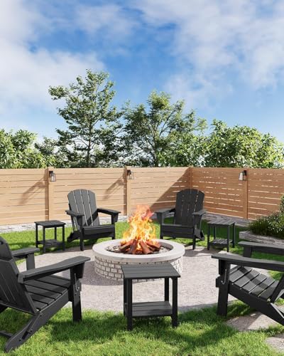 Table d'appoint extérieure en HDPE Garvee, table basse de jardin double plateau - 8