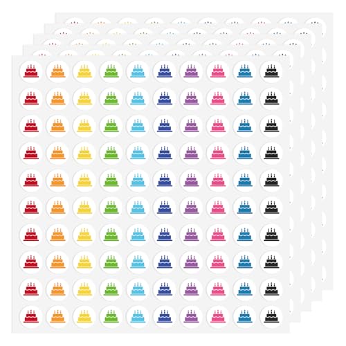 500 Pcs Birthday Cake Planner Stickers, 0.5 Inch Reminder Labels,