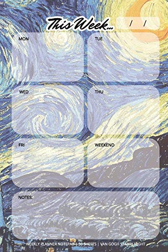 Weekly Planner Notepad: Van Gogh Starry Night, Daily Planning Pad for Organizing, Tasks, Goals, Schedule image 3