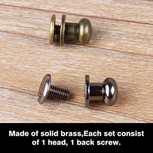 Wuta Solid Brass Round Head Screw Studs Brass Button Nail Rivet Chicago Leathercraft Accessories 20Pcs/Pack,10Mmx8Mm Nikel #TOP3