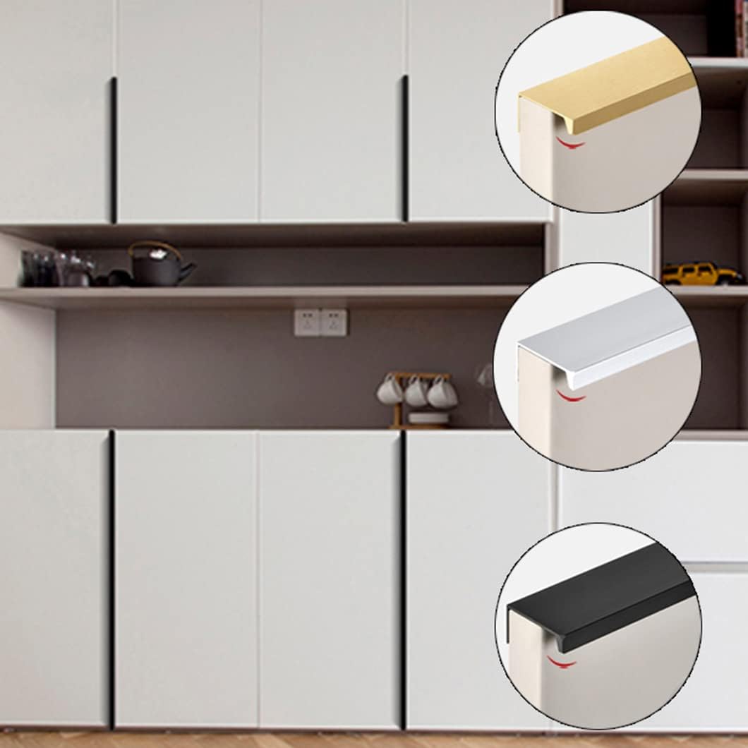 Invisible Handles Furniture Pull Handles Aluminum Alloy Kitchen Drawer Pulls Cabinet Door Handles Invisible Bedroom Wardrobe Pull Handles, with Screws(Length 250mm)