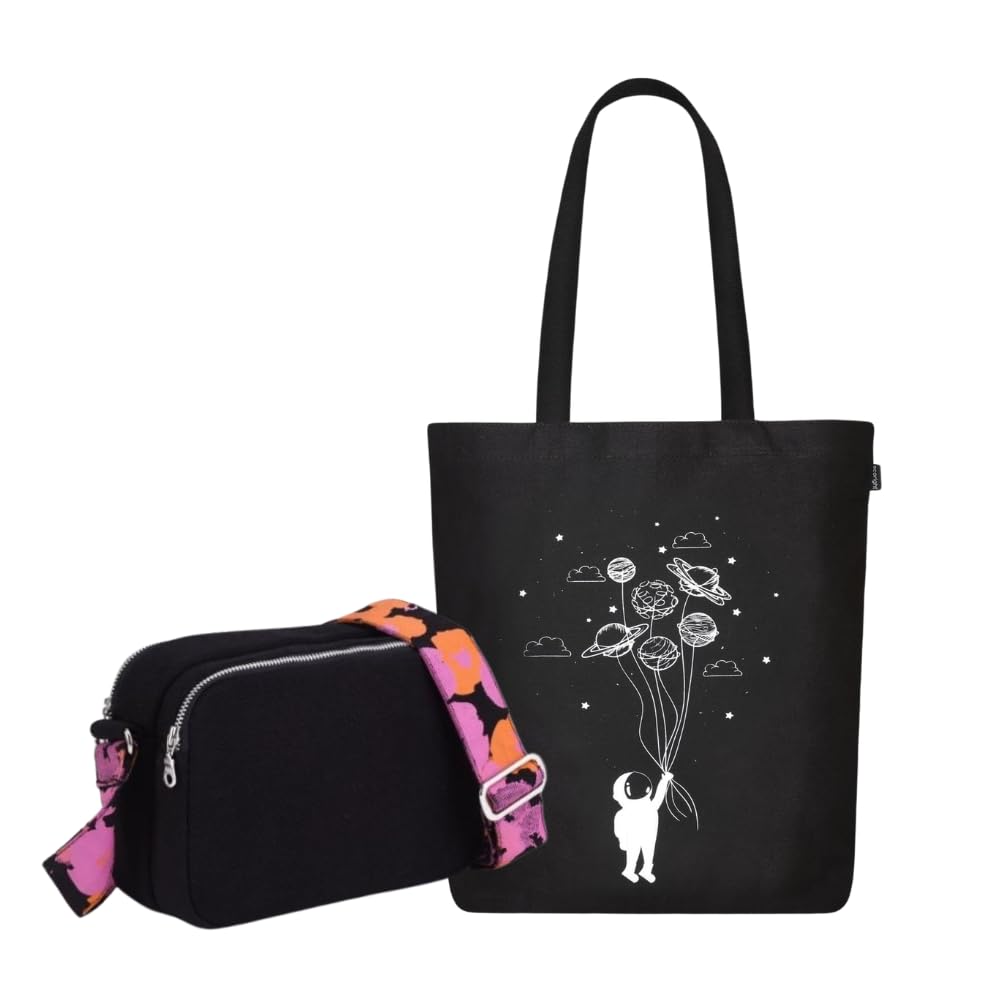 Eco Right Unisex Women's Canvas Shoulder Bag with Cotton Adjustable Strap Crossbody Bags