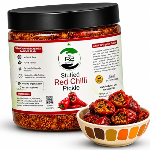 R2 Organics | Stuffed Red Chilli Pickle | Lal Mirch ka Bharwa Ach...