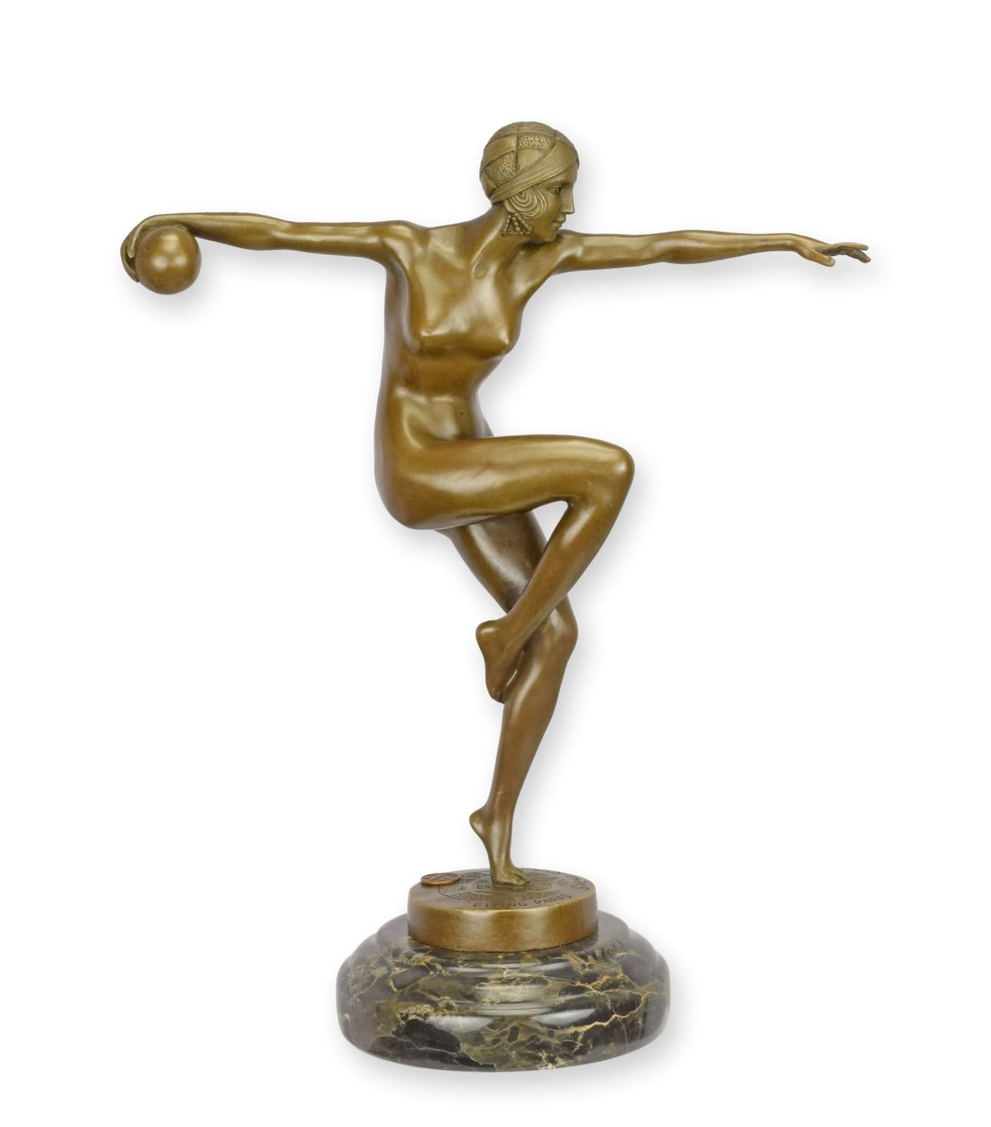 aubaho Bronze sculpture dancer with ball after Guiraud Riviere replica retro design decoration