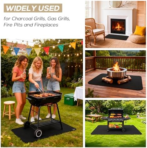 FIREWESS Under Grill Mat for Outdoor Grill, 30x48inch Double-Sided Fireproof Grill Pad,Perfect for Outdoor Barbecue Spots,Fireproof, Waterproof, and Oilproof BBQ Protector for Decks and Patios - 3
