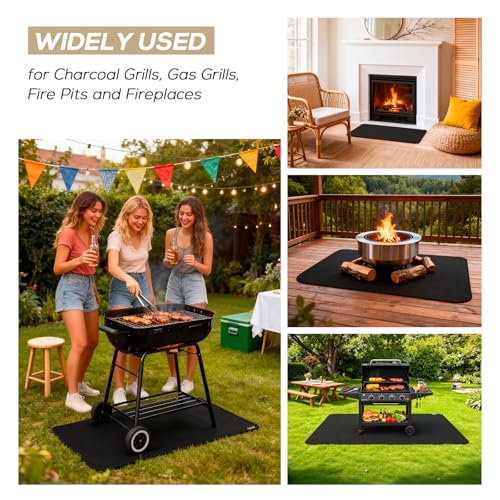 75x120 cm Feuerfeste Unterlage, Hitzeschutzmatte, Antihaft-Material Bodenschutzmatte, Grill Matten, Bodenmatte Feuerstellenmatte Outdoor BBQ Matte für Gasgrill Holzkohlegrill