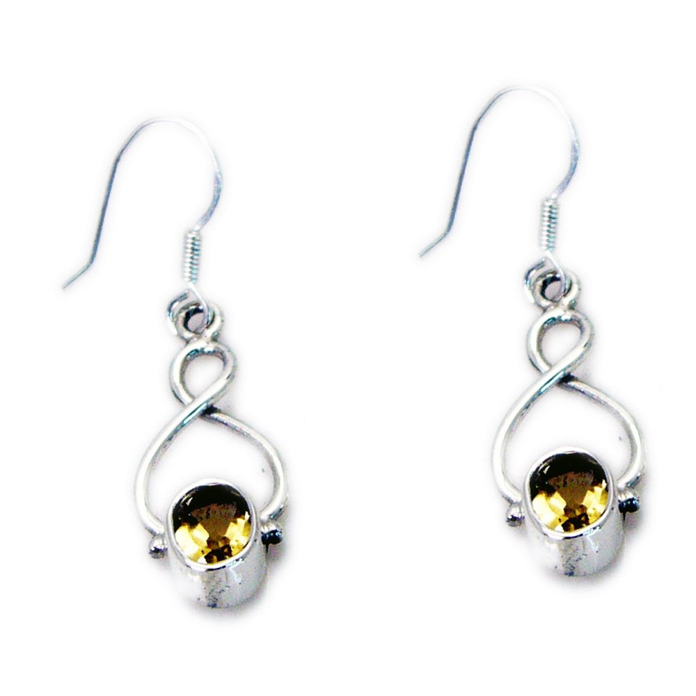 Pendientes de citrino original de alta joyería y plata de ley refinada 5