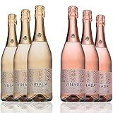 VINADA - Sparkling Gold & Rosé Variety Pack - Zero Alcohol Wine - 750 mL (6 Glass Bottles)