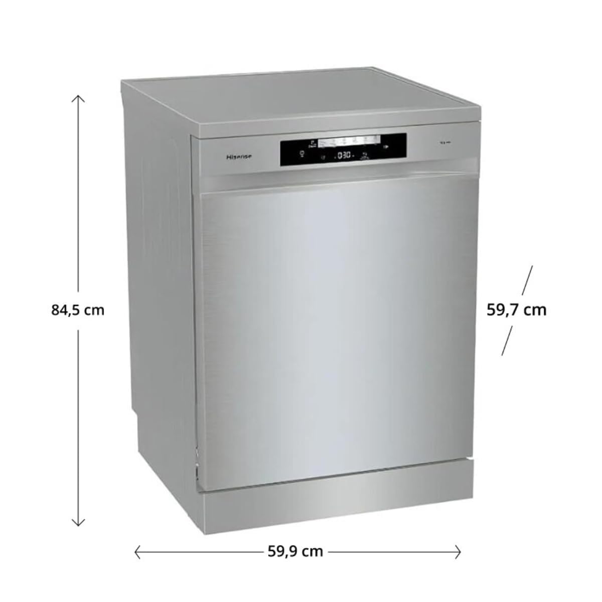 HISENSE HS643C90X Lave-vaisselle, 16 couvercles, 6 programmes, 3 paniers, gris C