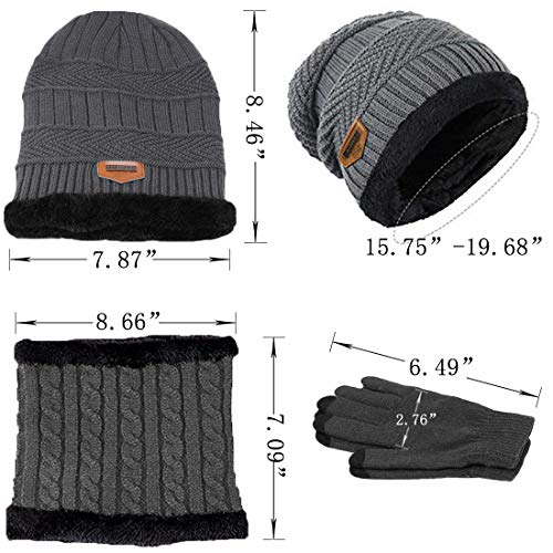 T WILKER 3Pcs Winter Hats Neck Warmer Scarf and Touch Screen Gloves Set for Kids3